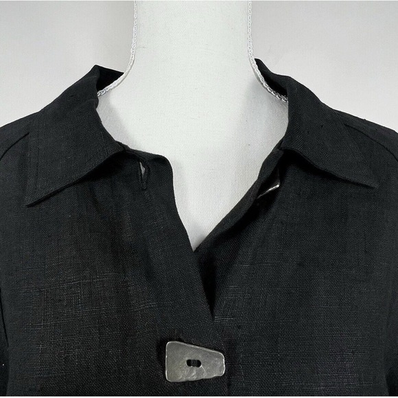 J. Jill Black Button Front Lagenlook Linen Jacket Size M - Picture 4 of 13